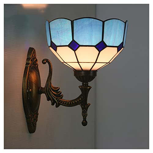 Applique Tiffany LED 7.8" bleu méditerranéen pour décoration de salon et hôtel
