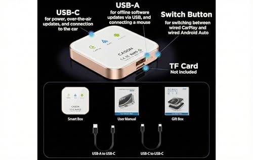 Image of Cason 3 in 1-AI Car Android Box,Wireless CarPlay & Android Auto Adapter for Car,Android 13.0 with Built in Netflix,YouTube from Play Store Dual 5G WiFi,for Only All Wired CarPlay Vehicles