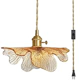 Taille : Matériau : laiton et verre, l'abat-jour est fabriqué en verre soufflé à la main de haute qualité, naturel et beau. Diamètre du verre : 33 x 19 cm. Cordon de branchement : 450 cm. Avec un interrupteur marche/arrêt qui peut facilement répondre à vos besoins en hauteur d'éclairage. Vous avez juste besoin d'installer l'ampoule, puis d'accrocher la suspension partout où vous le souhaitez, facile à installer et il ne faut que quelques minutes pour éclairer votre pièce