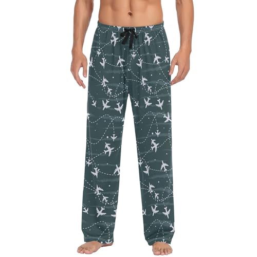 linqin Men's Pajama Pant Comfy Soft Lounge Sleep Pants Bird Blue Feathers Wing Beak Pajama Bottoms