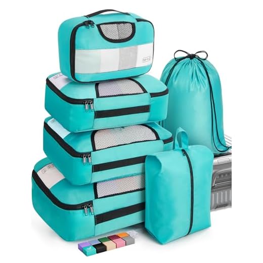 Veken 6 Set Packing Cubes for Suitcases, Travel Essentials for Carry on Luggage, Suitcase Organizer Bags Set for Travel Accessories in 4 Sizes(Extra Large, Large, Medium, Small)，Cyan