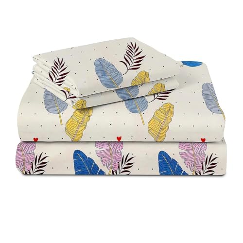 Image of HOMEKART Prime Collection Microfiber Double Bed Bedsheet with 2 Pillow Covers | Soft, Wrinkle-Free & Breathable | 164 TC Floral Printed Bed Sheet Set (White & Grey, 90x88 Inches)