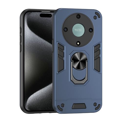 Compatible with Honor X9A/Honor X40 Phone Case Series Rugged, Shockproof Protective Cover with Built-in Metal Ring Stand, Compatible with Magnetic Car Mount- Blue