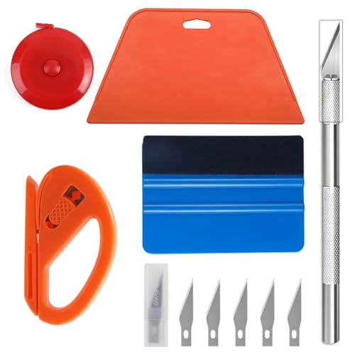 Outil d'application de Papier Peint,Outils de Film pour Papier peint,Carrelage Vinyle,Raclette pour Pose Adhesif,avec Squeegee au Silicone,Couteau Universel et des...