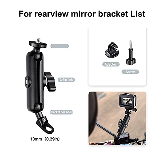 360°Motorcycle Rearview Mirror Stand For Gopro Camera Clamp Mount Holder Canon Hero10/9/8/7/6/5/4/3+ Action Cameras Accessory (Rearview Mirror) #TOP6