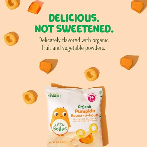 Little Bellies Organic Pumpkin Round-a-Bouts Baby Snack (Pack of 18 x 0.42 oz Individual Packs)
