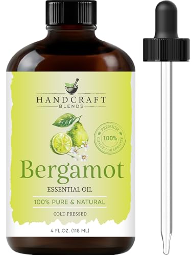 Handcraft Blends Bergamot Essential Oil Huge 4 Fl Oz 100% Pure and Natural Premium Grade Essential Oil for Diffuser and Aromatherapy Skin Massage Candle and Soap Making Fragrance