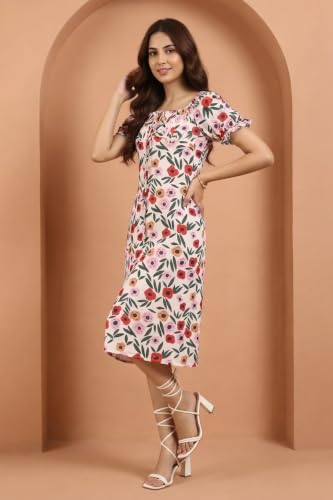 Image of Leriya Fashion Dress for Women | Western One Piece Dress for Women Short & Long | Short Sleeve Casual Summer Dresses for Beach & Stylish Party Outifits Knee-Length