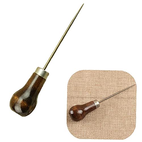Ruluti 1pc Professionelle Leder Holz Griff Ahle Werkzeuge Für Leder Stitching Nähzubehör