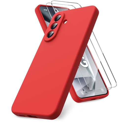Vansdon Handyhülle kompatibel mit Samsung Galaxy A37 5G Hülle, 2 Stück Panzer Schutz Glas, weiche TPU Flüssigsilikonhülle, stoßfestem Gummi Silikongel Fall-Taupe