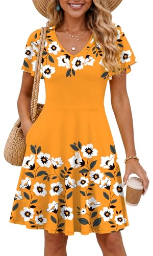 Image of COSSEN Women's Casual Short Sleeve Dress with Pockets