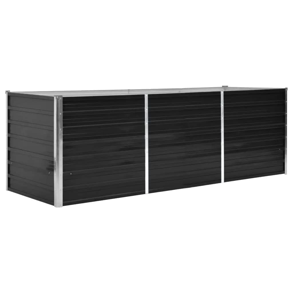 vidaXL Raised Garden Bed - Anthracite Outdoor Galvanised Steel Planter - DIY Enthusiast Garden Decor - Large-size 240x80x77cm Rectangular Plant Box