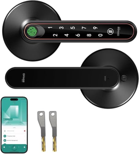 GHome Smart Fingerprint Door Lock V2.0, 4-in-1 Smart Fingerprint Door Knob