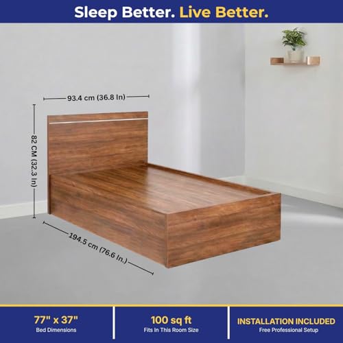Image of DELITE KOM Jazz Single Bed (Acacia Dark, with Box)