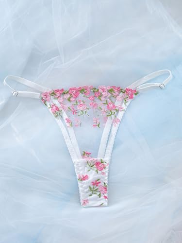 Image of Sexy Floral Embroidered Flower Mesh Underwire Push Up Lingerie Set