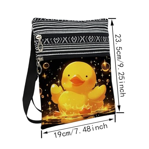 Rubber Duck Messenger Bag Small Ethnic Pattern Printed Adjustable Strap Crossbody Zipper Bag Rubber Duck Phone Bag Wallet Cute Shoulder Handbag for Women Friends -1 - Image 3