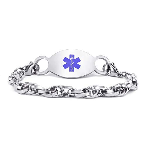 Personalized Emergency Alert Bracelets Awareness ID Bracelets Customized Stainless Steel Medical Alert ID Bracelet for Women Free Engraving