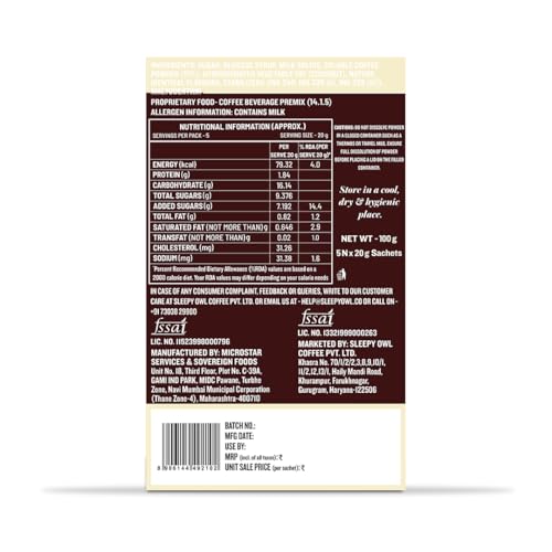 Image of Sleepy Owl Vietnamese Coffee Premix, Instant Coffee Premix Sachets, Bold & Creamy, Cafe-Style Brew at Home, 3 in 1 Coffee, Made with Condensed Milk, 100g (5 Sachets x 20g)