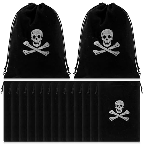 Milisten Piratenbeutel Kordelzug: Schatzbeutel Kordelzug 10PCS Halloween Piratentasche Piratenparty-Taschen 11 * 15CM Aufbewahrungstasche FüR SüßIgkeiten