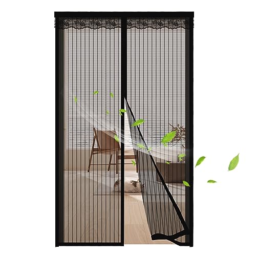 Magnetic Fly Screen Door Curtain 85x195cm, Anti Mosquito Mesh Curtain with Powerful Magnets, Easy Installation,Insect Protection Door No Gap for Patio Balcony Sliding Door,Black