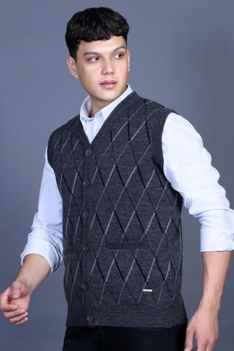 Image of V Neck Cardigans for Men - Woolen Sleeveless Sweater for Man Winter Wear