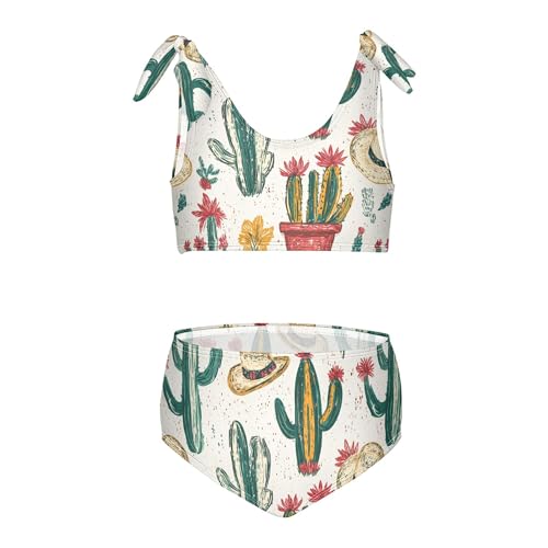 JUNZAN Western Cowboy Boho Cactus Girls Bikinis Cute Elastic 2 Piece Swimwear Girls Bikini Top 3T