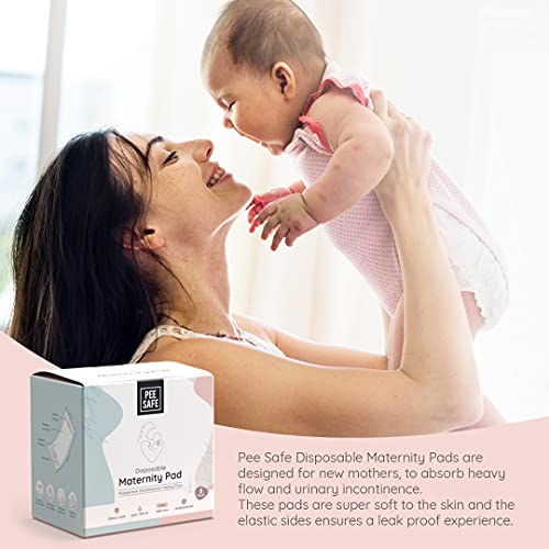 PEESAFE Maternity Pads - Pack Of 8 | Absorbs Up To 750ML Fluid, Extra Soft Surface With Elastic Sides | Best Suited for Urinary Inconsistence & Heavy Flow