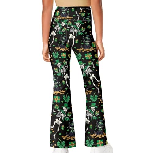 St Patricks Day Flare Pants for Girls 5-14 Years High Waisted Yoga Leggings Kids Bell Bottoms Slim Bootcut4