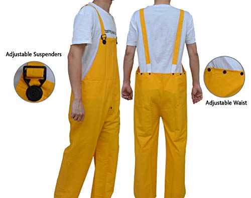 RainRider Rain Suit for Men Women Leathercraft Rain Gear Heavy Duty 3-Piece Commercial Rain Jacket with Bib Pants Overall4