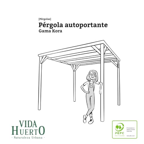 Pérgola autoportante de madera para jardín VidaHuerto Kora en pino de 240x240 7