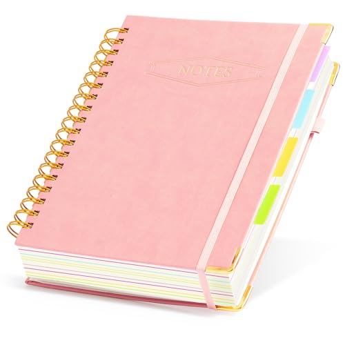 Carnet à spirales B5 M&G rose à couverture rigide de 20,3 x 25,4 cm