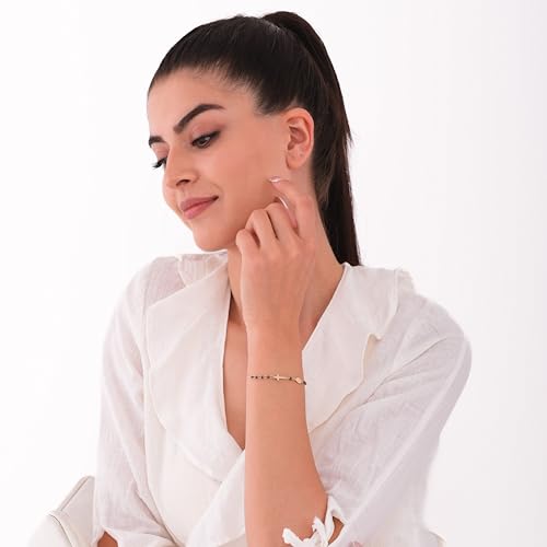 Image of MIONZA Catholic Medal Cross Bracelet for Women | 14K Gold Plated or Solid Gold, Religious Rosary Jewelry, Choose Your Saint Medal Bracelet