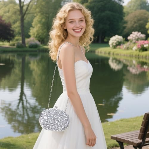 Image of RNIEGA Rhinestone Clutch Purses for Women Evening Wedding Formal Party Purses Crystal Diamond Glitter Sparkly Handbag