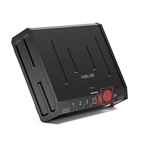 Gun Safe Biometric Gun Safes for Pistols, ASELINE 3-way Pistol Safe Quick Access with Fingerprint Keypad Keys, Heavy-duty Steel Material Gun Safe Box