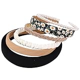 Drnytunk Headbands for Women,Pearl Headband Floral Headbands Padded Headbands for Women Vintage Wide