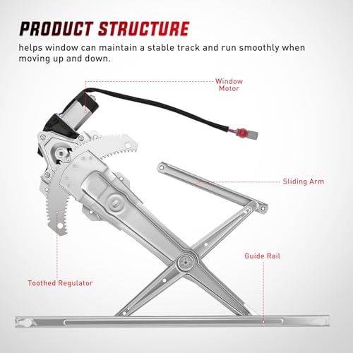 Image of Nilight 741-951 Front Right Window Regulator with Motor, Compatible with 1997 1998 1999 2000 2001 Honda CR-V, Power Window Lift Motor Assembly, Passenger Side, OE Replacement