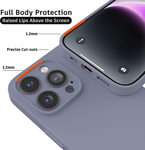 Image of DIZORO Microfiber Square Candy Case Compatible for iPhone 14 PRO, Shockproof Slim Back Cover Liquid Silicone Case (Lavender Grey)