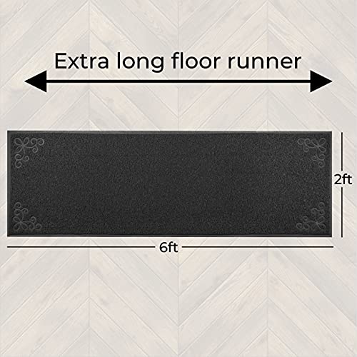 Floor Runners Indoor Outdoor Floor Runner Non Skid - Premium 6’X2’ 100% Rubber Pvc Floor Runners Rugs Rubber Backed Kitchen Bath Garage Patio | Waterproof Flexible Inside Outside (Black) #TOP1