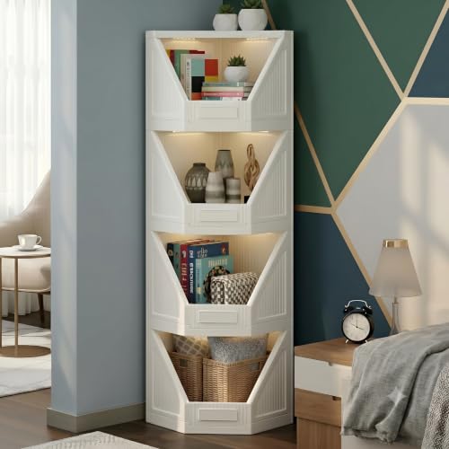 Image of mechdel Cupboard Rack for Clothes Plastic Cabinet for Storages Foldable Wardrobe for Clothes Plastic Cloth Rack for Storages Clothe Storage (Cupboard Rack-1 Door - Wood Brown, 2PCS)