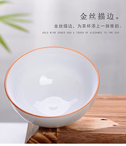 Image of Liang baobao Chinese Tea Tasting Cup Set of 4, 2oz White Porcelain Mini Cups for Gongfu Tea Ceremony (bamboo)