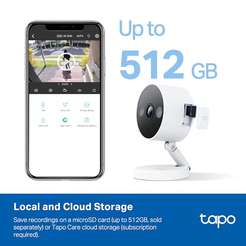 Image of Tapo 2K+ Indoor /Outdoor Wired Security Camera - 2024 PCMag Editors' Choice, Person /Pet /Vehicle Detection, Baby Monitoring, Color Night Vision, Subscription-Free Local Storage or Optional Cloud, C120