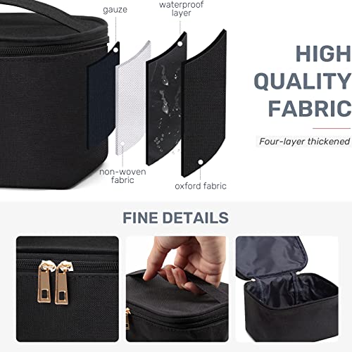 FUNSEED Travel Makeup Bag Portable Small Mini Cosmetic Organizer Storage Case with Handle for Jewelry, Lipstick, Cosmetic Box (Black)