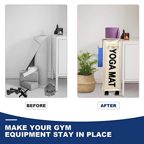 Alvade Yoga Mat Storage Basket, Yoga Mat Storage Racks Home Gym Storage Rack For Foam Roller,Yoga Mar And Resistance Bands, Workout Equipment Organizer On Wheels (White) #TOP2