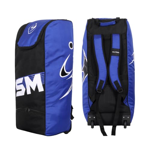 Image of SM Ultra Duffle Cricket Kit Bag with Wheels | Wheelie Cricket Bag | Ultralight Premium Denier Ripstop | Preformed Back & Base | Extra Storage Pockets | Lockable U-Zip | High-Performance Cricket Bag