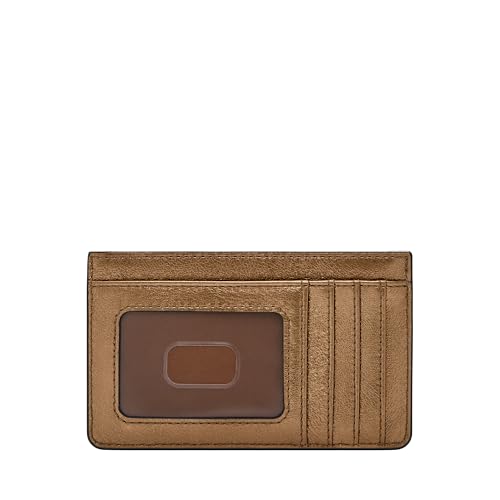 Image of Fossil Women's Logan RFID-Blocking Leather Zip Around Card Case Wallet with Keychain
