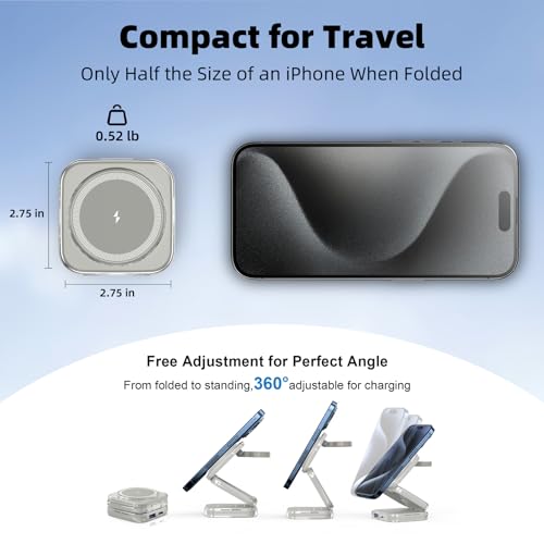 Image of Wireless Charger for MagSafe, AC Island 5-in-1 Portable Travel Charging Station, 15W Max Foldable Fast Magnetic Stand, Evolved for iPhone 16 /15 /14 /13 Series, Apple Watch, AirPods (with 35W Adapter)