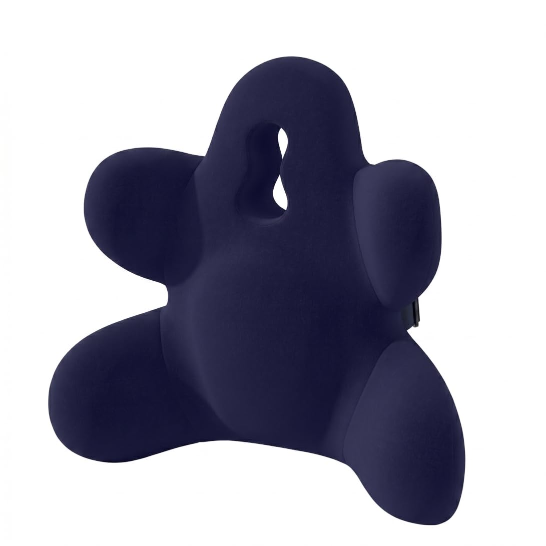 Gemuseeee Lumbar Pillow For Chair, Full-wrap Back Support Pillow For Chair, Soft High-density Memory Foam Lumbar Support, Navy Blue, 18.9x16.9x6.3 In, Back, L