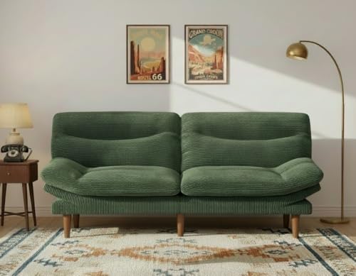Image of Amada 66 inch 3-in-1 Convertible Futon Sofa Bed, Green