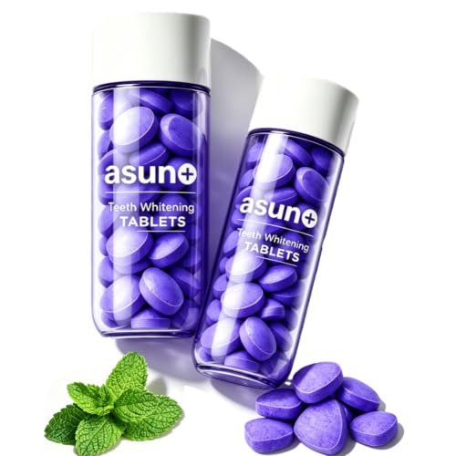 Asuno Teeth Whitening Tablets Purple Toothpaste Tablets 30Count (2Bottle)