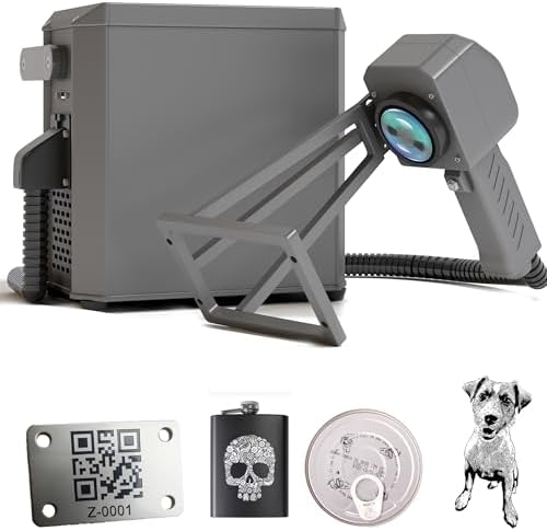 Leaice 20W(20000mW) Handheld Fiber Laser Engraver Machine, Portable Laser Marking for Metal/Plastic/Wood/Glass, with 110 * 110 mm Lens for Factory, Workshop, DIY Projects